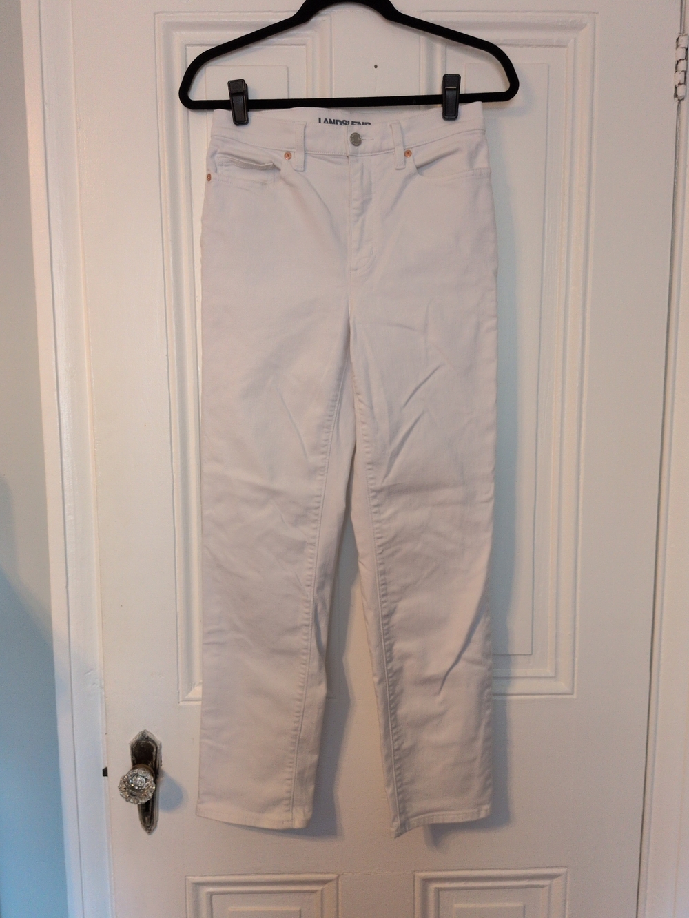 Lands' End Women's White Straight-Leg Jeans